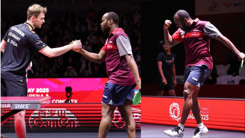 Quadri Aruna defeats Benedikt Duda at Table Tennis World Championship