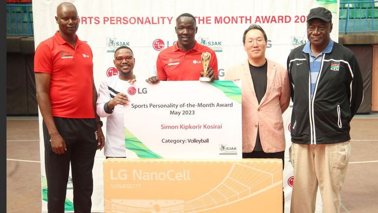 Wafalme Stars middle blocker Simeone Kipkorir after being named SJAK/LG Sports Personality of May.