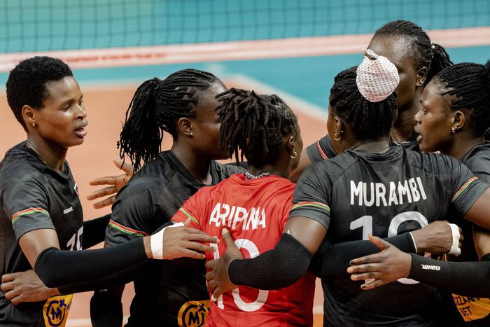 The Kenyan women s volleyball team during the opening game of the Volleyball World Championship, WM, Weltmeisterschaft in the GelreDome in Arnhem.