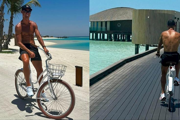 After watching Messi win the Copa America, Ronaldo stuns fans with 6-pack and bicycle riding skills in Saudi Arabia.