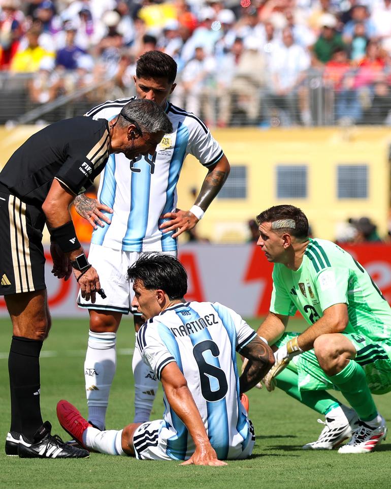 Lisandro Martinez was forced off just before halftime