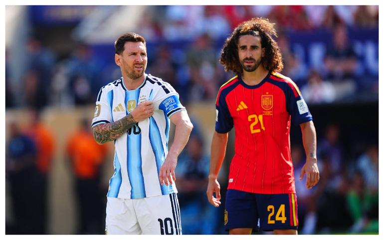 Messi and Cucurella in the World Cup final || AFP