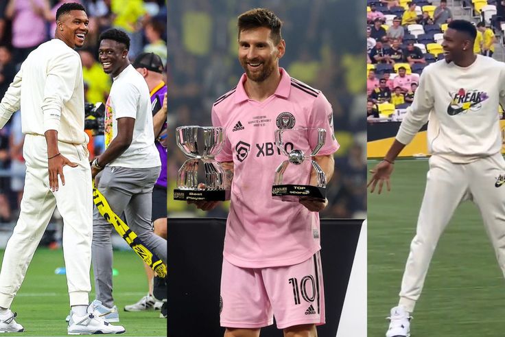 Nashville SC minority owner and Milwaukee Bucks forward Giannis Antetokounmpo displayed his football skills to thrill fans in attendance before the Leagues Cup final against Inter Miami.