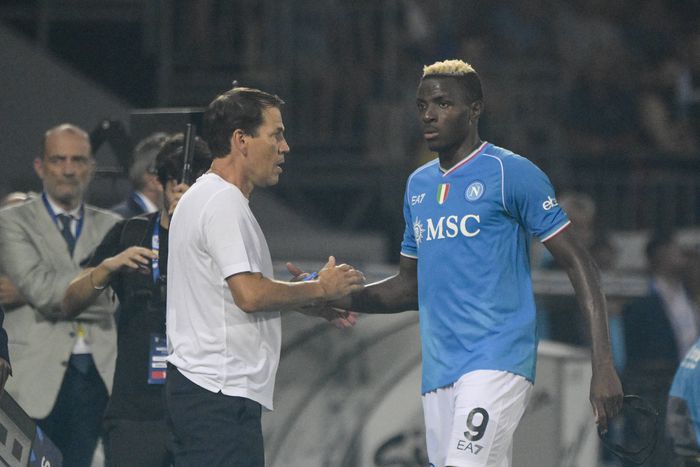 Victor Osimhen with Napoli's manager Rudi Garcia