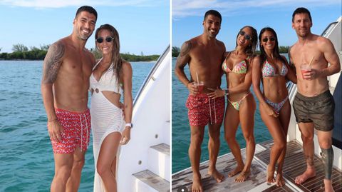 Football besties Messi and Suarez team up for summer break on luxury yacht with their wife and kids