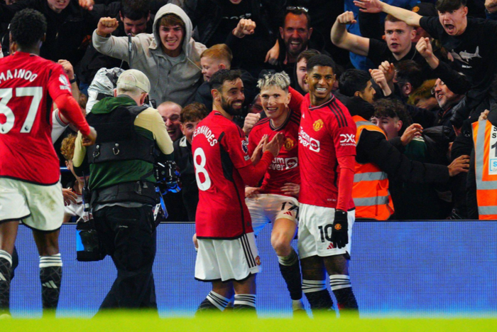 Manchester United players celebrating a goal || Image credit: Imago