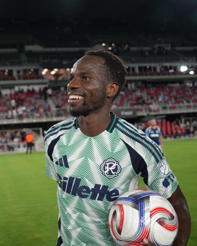 Alhassan Yusuf with the match ball.
