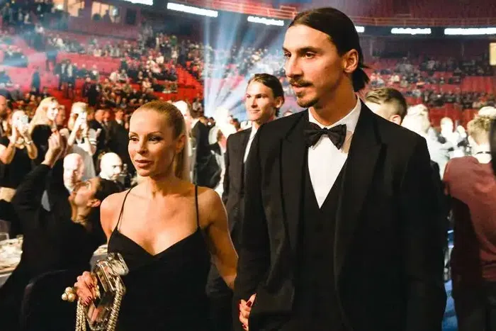 Zlatan Ibrahimovic and his wife Helena Seger at a ceremony. Image source: Sportslumo