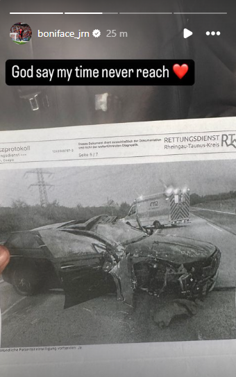 Victor Boniface shares images of his car crash | Instagram