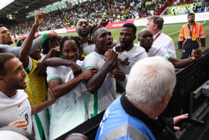 Super Eagles players celebrating a goal || Image credit: Imago