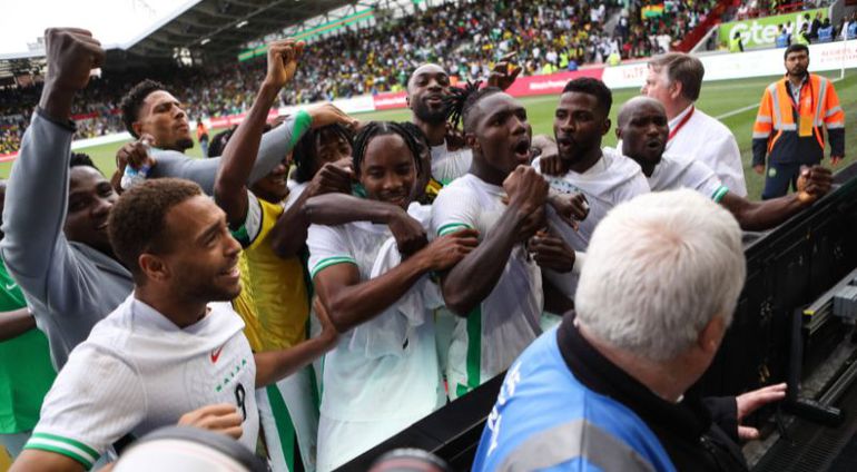 Super Eagles players celebrating a goal || Image credit: Imago