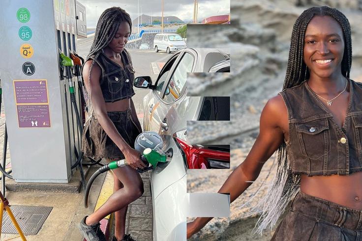 In the photos, Babajide showed off her skills being able to fill her car with petrol (fuel). Instagram/Rinsola Babajide