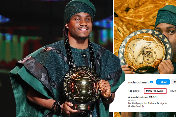 Ademola Lookman: Newly-crowned African best gains over 100,000 followers days after dethroning Osimhen