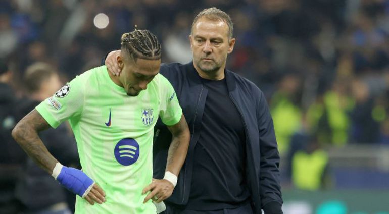 Hansi Flick and Raphinha || Image credit: Imago