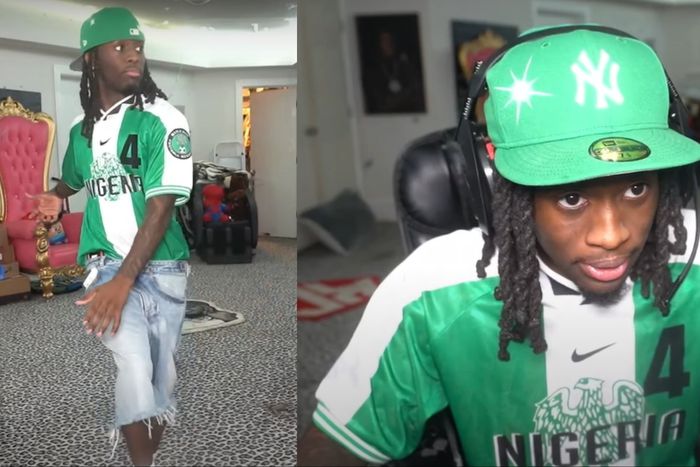 YouTuber Kai Cenat goes viral in a Super Eagles of Nigeria jersey.