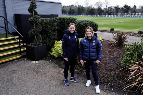 Chelsea Women’s head coach Sonia Bompastor and her assistant Camille Abily
