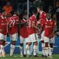 Manchester United celebrate during the UEFA Europa League clash against Real Betis.