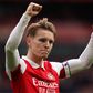 Arsenal s Martin Odegaard celebrates after the Premier League match at the Emirates Stadium, London