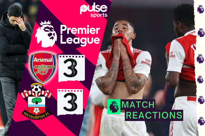 Reactions as Arsenal held to 3-3 draw against relegation-threatened Southampton