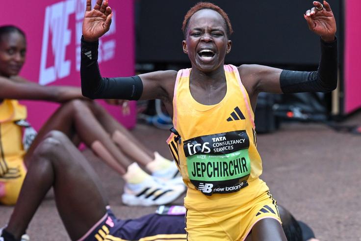 Peres Jepchirchir's reaction after breaking Mary Keitany's women marathon record