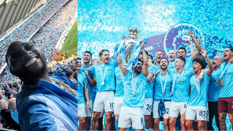 Davido joins Manchester City's Premier League title celebrations