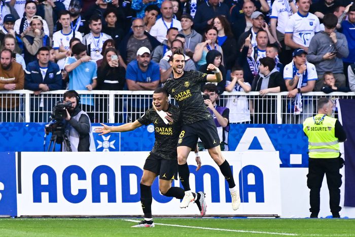 Kylian Mbappe scored two goals against Auxerre