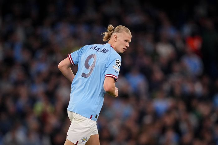 Erling Haaland in action for Man City