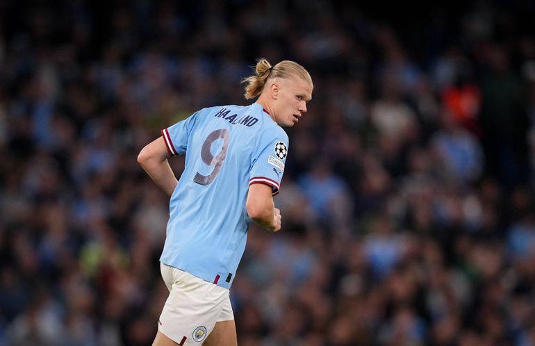 Erling Haaland in action for Man City