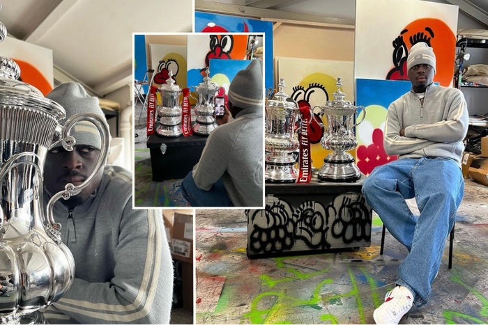 Olaolu Slawn: 23-year-old Nigerian artist goes viral after being tasked to design FA Cup trophy ahead of Manchester Derby final | Credits: Instagram