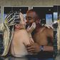 Super Eagles of Nigeria star Sopuruchukwu Bruno Onyemaechi shares a kiss with girlfriend Ines Fontes in the swimming pool.