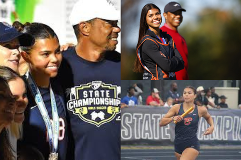 Proud Dad: Tiger woods' daughter Sam Woods stars in track and soccer championship in Florida