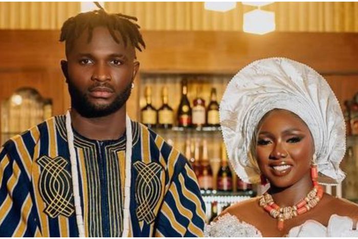 The latest couple, Super Eagles' Isaac Success and his wife, Caroline.