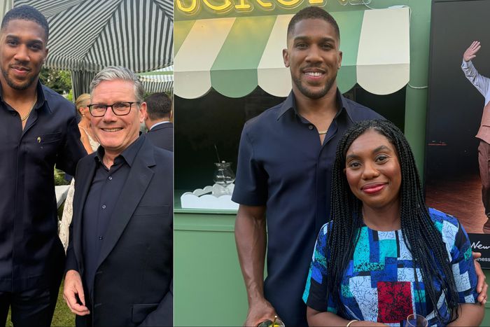 Nigerian-born boxer Anthony Joshua returns to the UK from Ghana to meet up with rivals Kemi Badenoch and Keir Starmer.