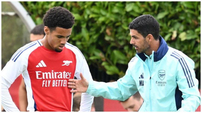 Mikel Arteta and Ethan Nwaneri.