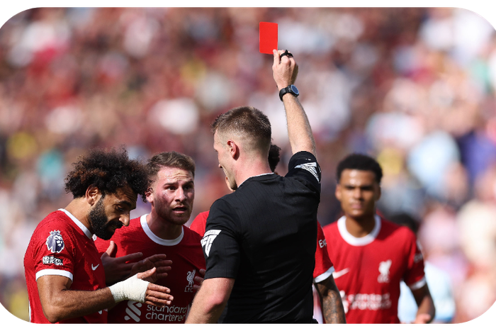 Mac Allister receives his marching order from the referee against Bournemouth || Credit: Imago