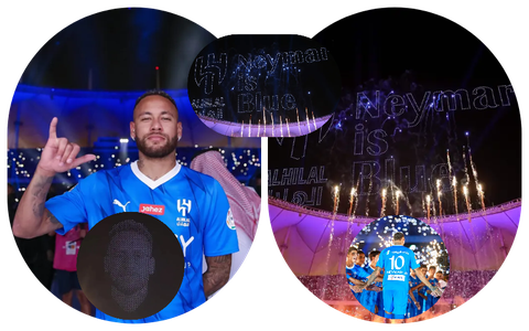Al-Hilal unveil Neymar with huge hologram of the Brazilian’s head up in the sky