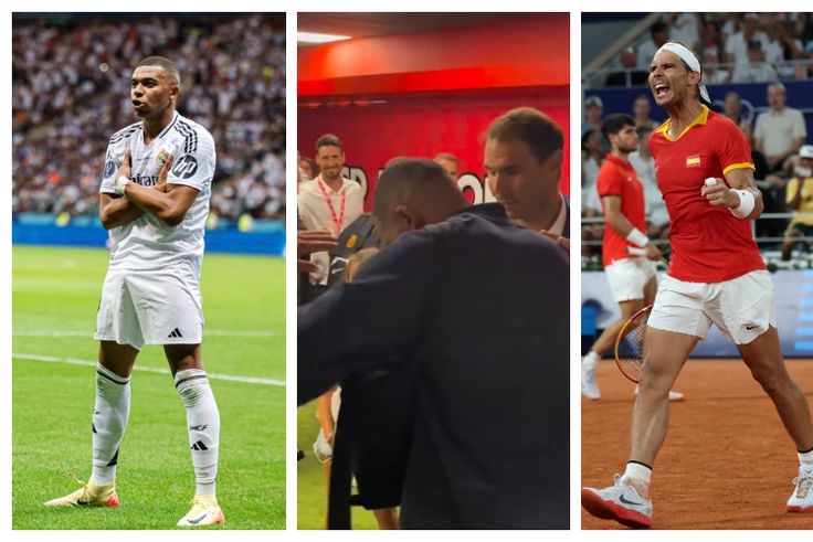 Kylian Mbappe presents gift to Tennis legend Rafael Nadal