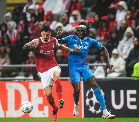 Napoli's Victor Osimhen in action against Braga