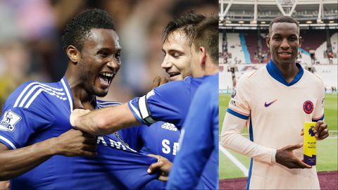 Mikel Obi celebrates only Premier League goal for Chelsea