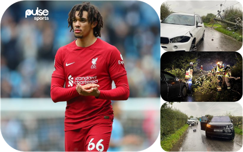 Liverpool star Trent Alexander-Arnold narrowly escape death after an electric pole crushed in his car