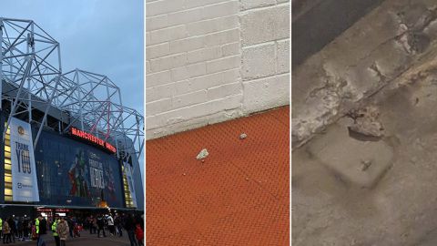 Manchester United fans struck by falling concrete from ‘rotting’ Old Trafford ceiling