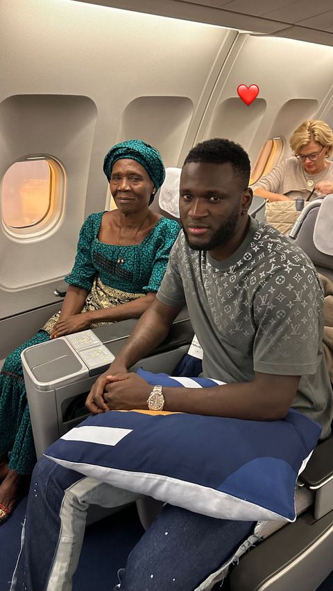Super Eagles star Victor Boniface reportedly flew a woman identifying as his grandma to Germany to see him play for his club Bayer Leverkusen in the German Bundesliga. Instagram/Victor Boniface