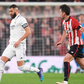 Karim Benzema of Real Madrid CF and Dani Vivian of Athletic Club during the La Liga match between Athletic Club and Real Madrid played at San Mames