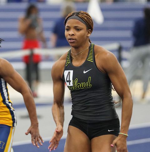 Miracle Thompson rewrites her Cloud County College 60mH School Record