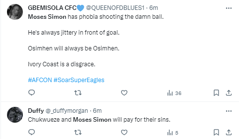 Nigerians are not happy with Moses Simon despite the Super Eagles' 1-0 win against Guinea-Bissau in their final AFCON 2023 group game.