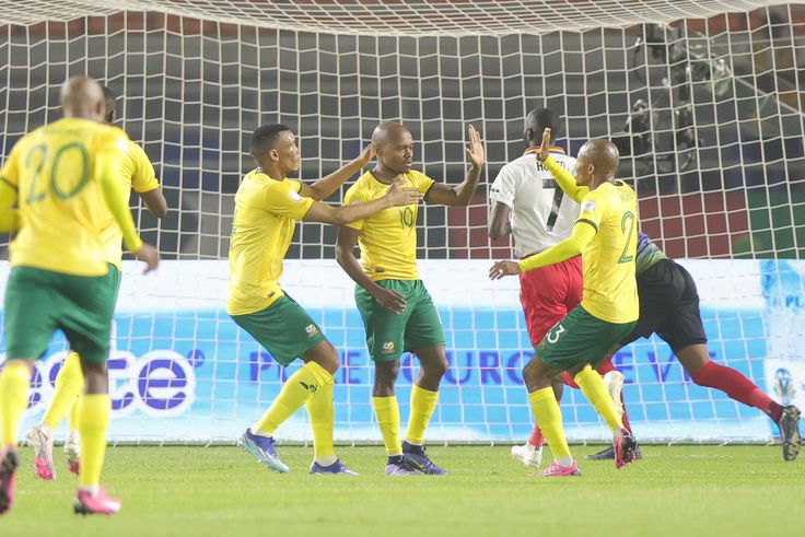 South Africa players celebrate a goal|BAFANA BAFANA IMAGE