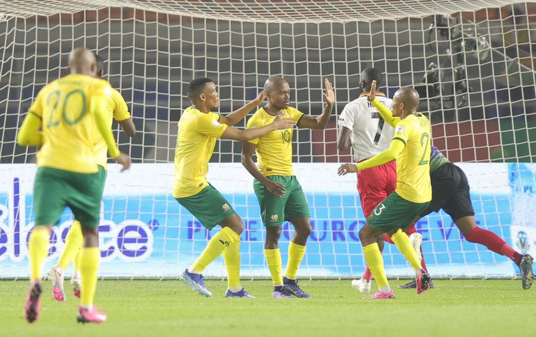 South Africa players celebrate a goal|BAFANA BAFANA IMAGE