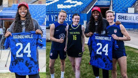 Arike Ogunbowale shows off football skills with USWNT