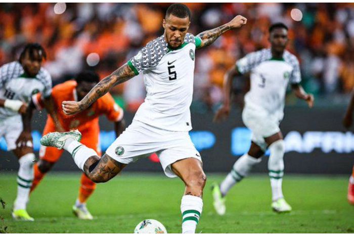 William Troost-Ekong scoring for Nigeria against Ivory Coast.