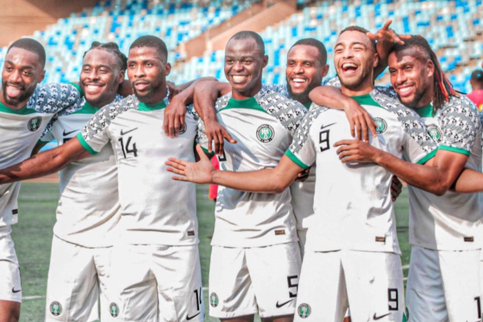 Super Eagles players celebrating win over Ghana || Image credit: Imago